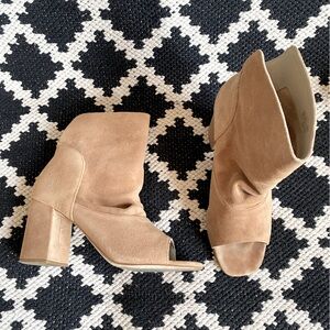 Open toe ankle boots.